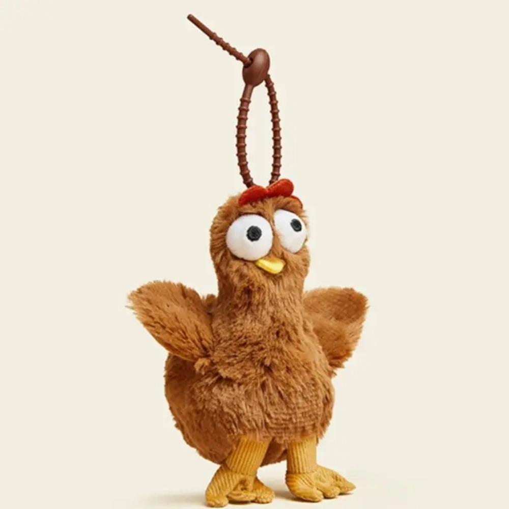 Cartoon Hens Key Ring Simulation Egg-laying Animal Key Holder Plush Chicken Keychain  Gift
