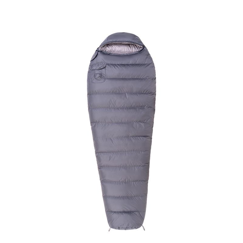 Professional 50% Duck Down Mummy Sleeping Bag for Adults - Lightweight, Portable, Outdoor Camping. 700g серебряный серый