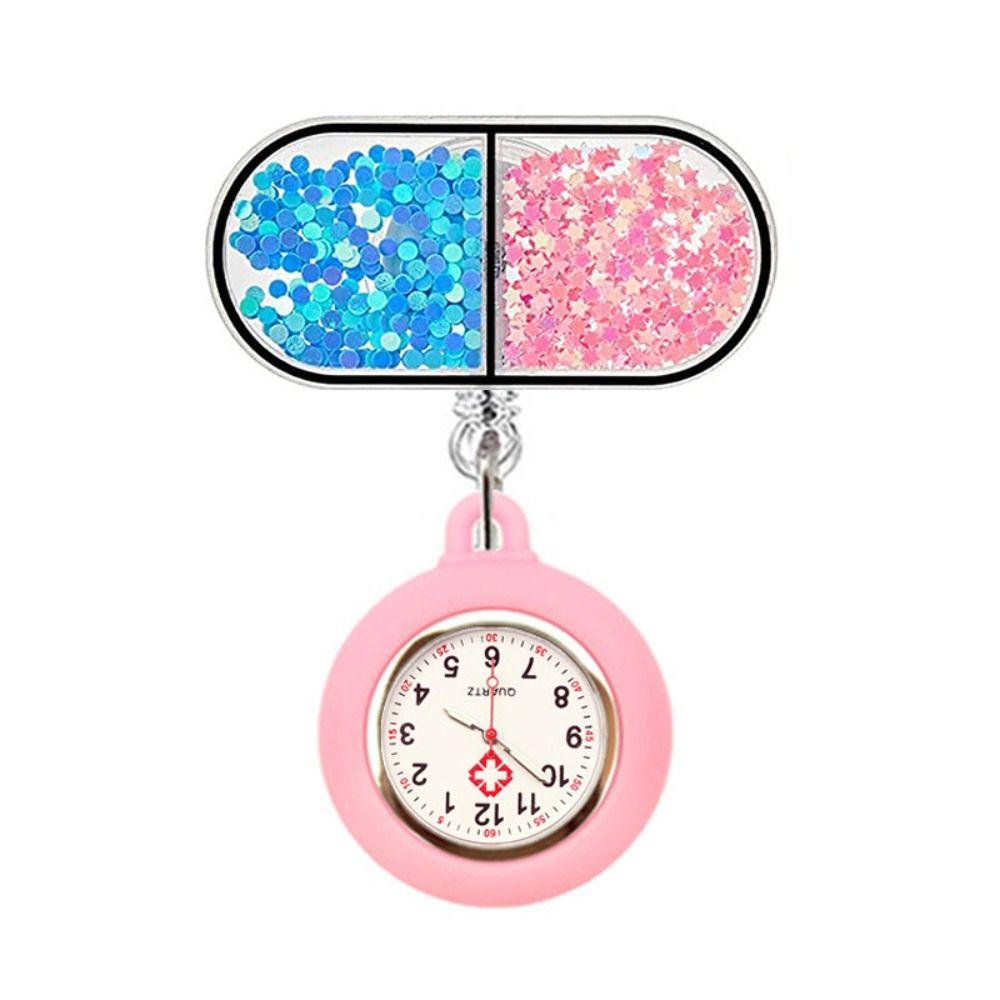 Women PVC Retractable Watch Brooch Lovely Colourful Nurse Pocket Watches Cute Appearance Cartoon Nurse Watch Nurse Gifts