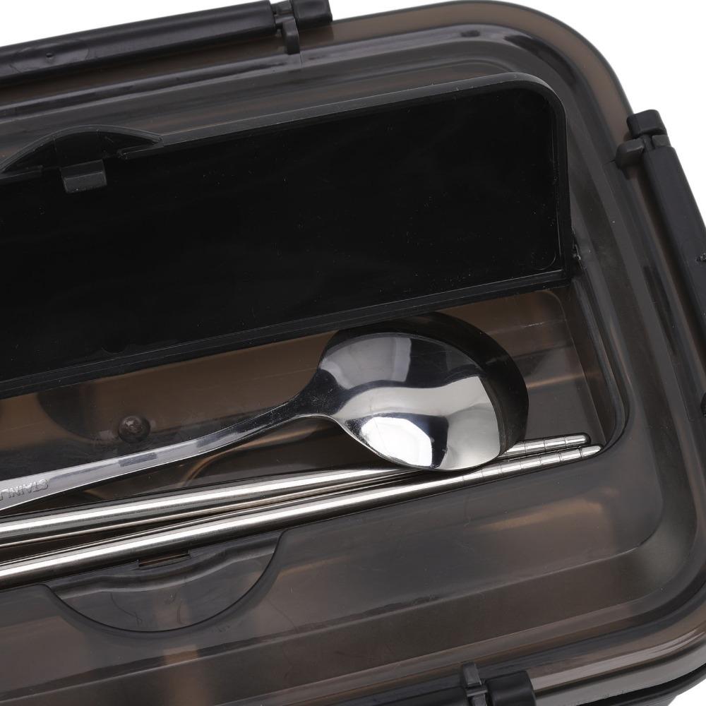 1.4L Leakproof Lunch Box 304 Stainless Steel Bento Lunch Box Insulated Lunch Box For Camping чёрный