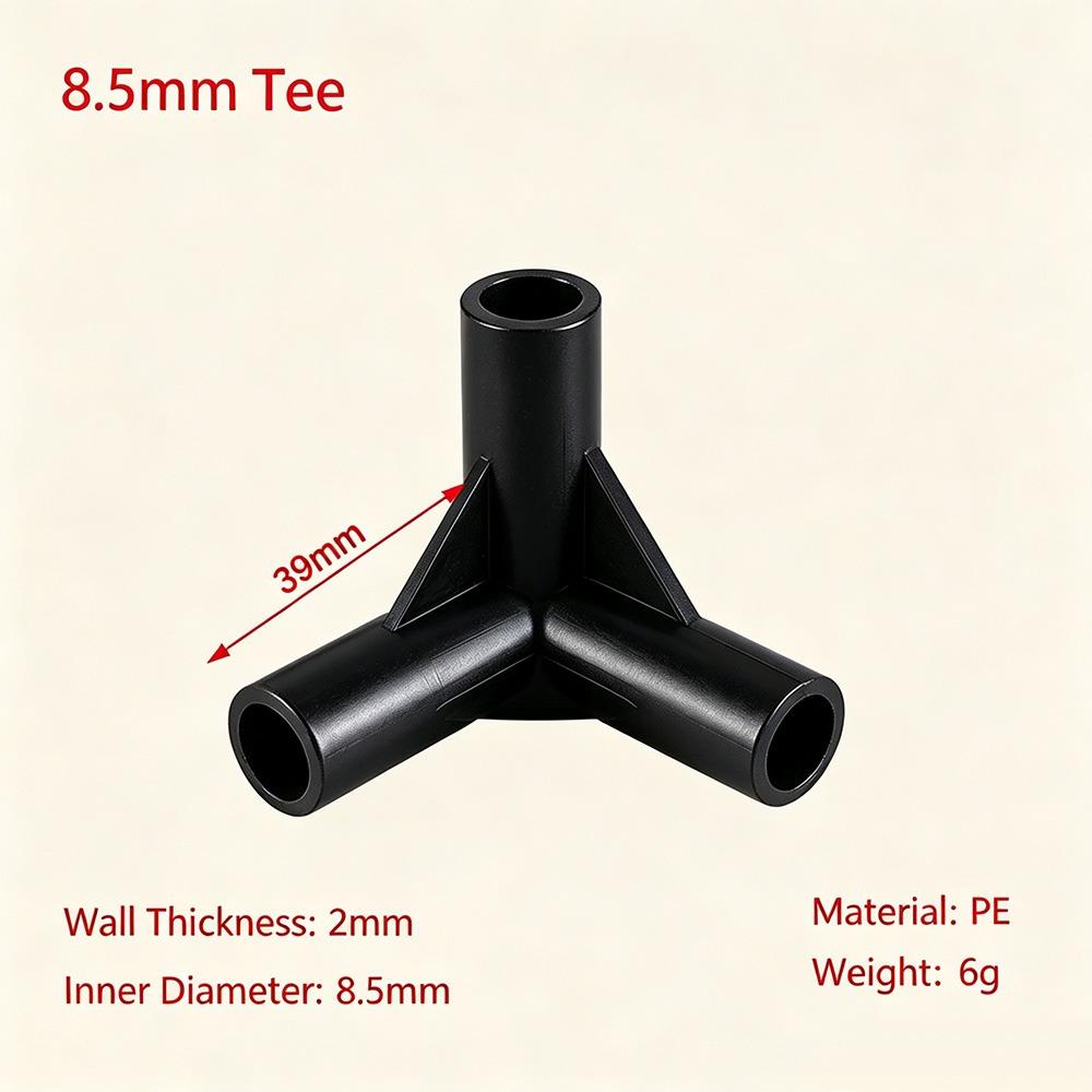 5pcs White Black Plastic Pipe Joint Connector 8mm DIY Shelf Water Tube Joint