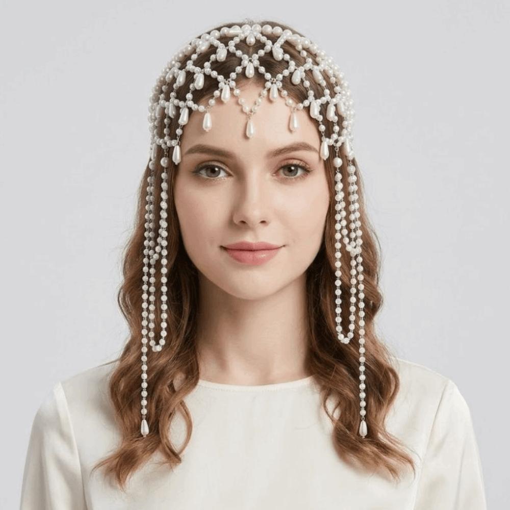 Hair Jewelry Tassel Pendant Forehead Chain Handmade Pearls Chain Headbands Banquet Event