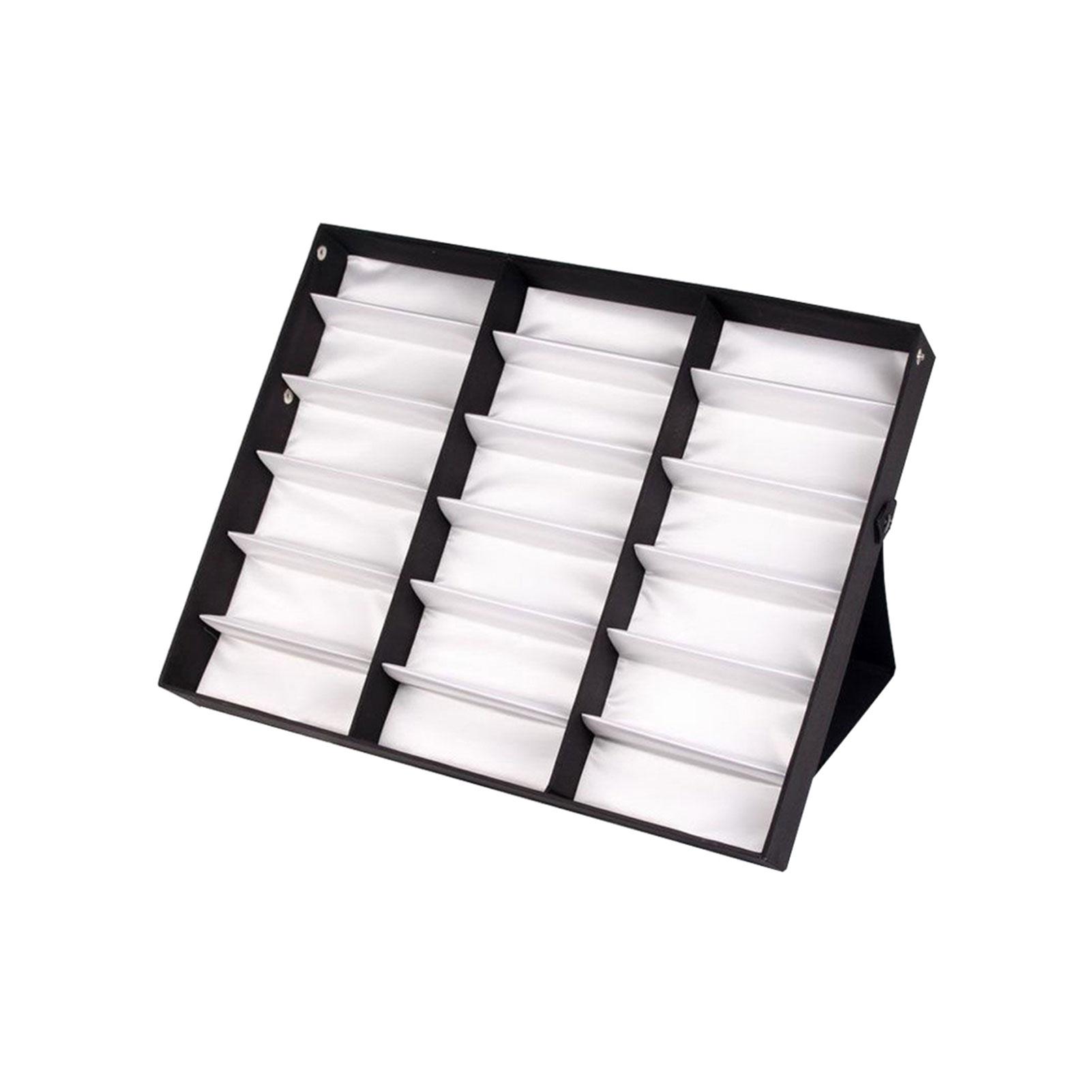 

Glasses Holder Case Organizer 18-Grid Organizer Velvet Eyeglasses Collector Showcase Organizer Jewelry Tray Stand белый
