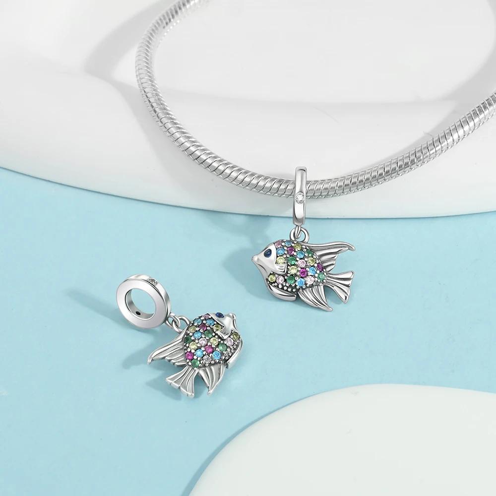 New copper Deep Sea Colorful Fish Pendant Charm Bead Charms Bead Charms Suitable for Authentic Bracelets Do It Yourself Jewellery Gifts for Women