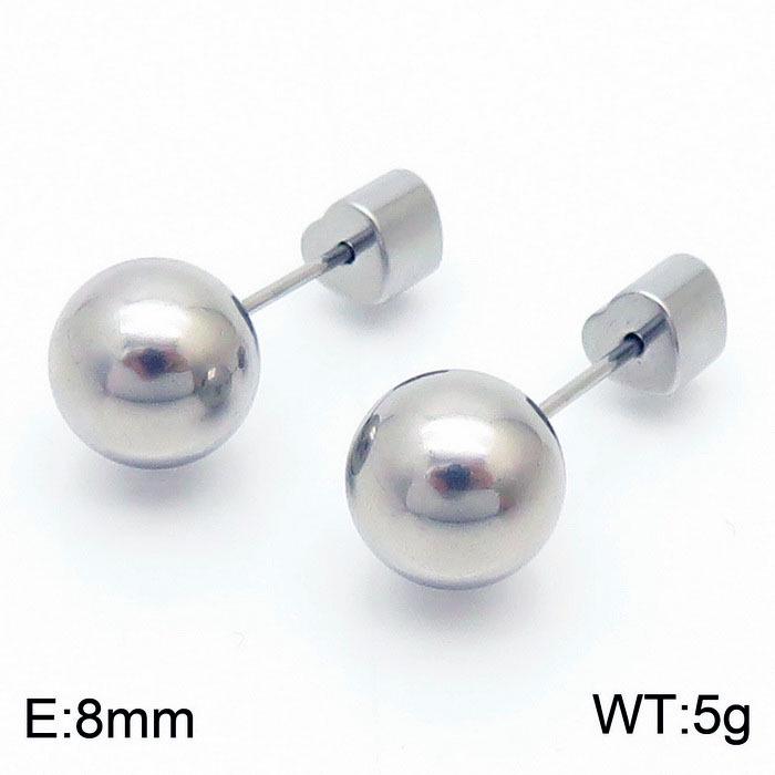 European & American Titanium Steel Round Bead Women's Stud Earrings - Simple Street Style Accessories