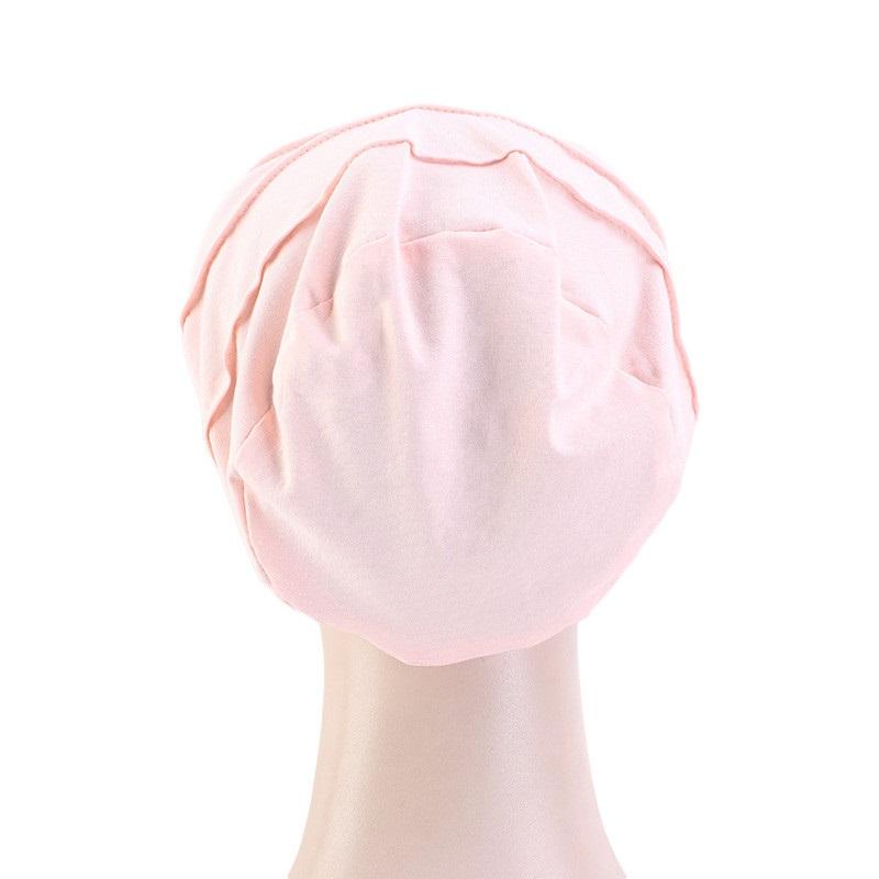 Women Stretch Beanie Chemo Cotton Hair Turban Hat Double-layer Soft Satin Lining Crinkled Hijab Inner Hijab Caps