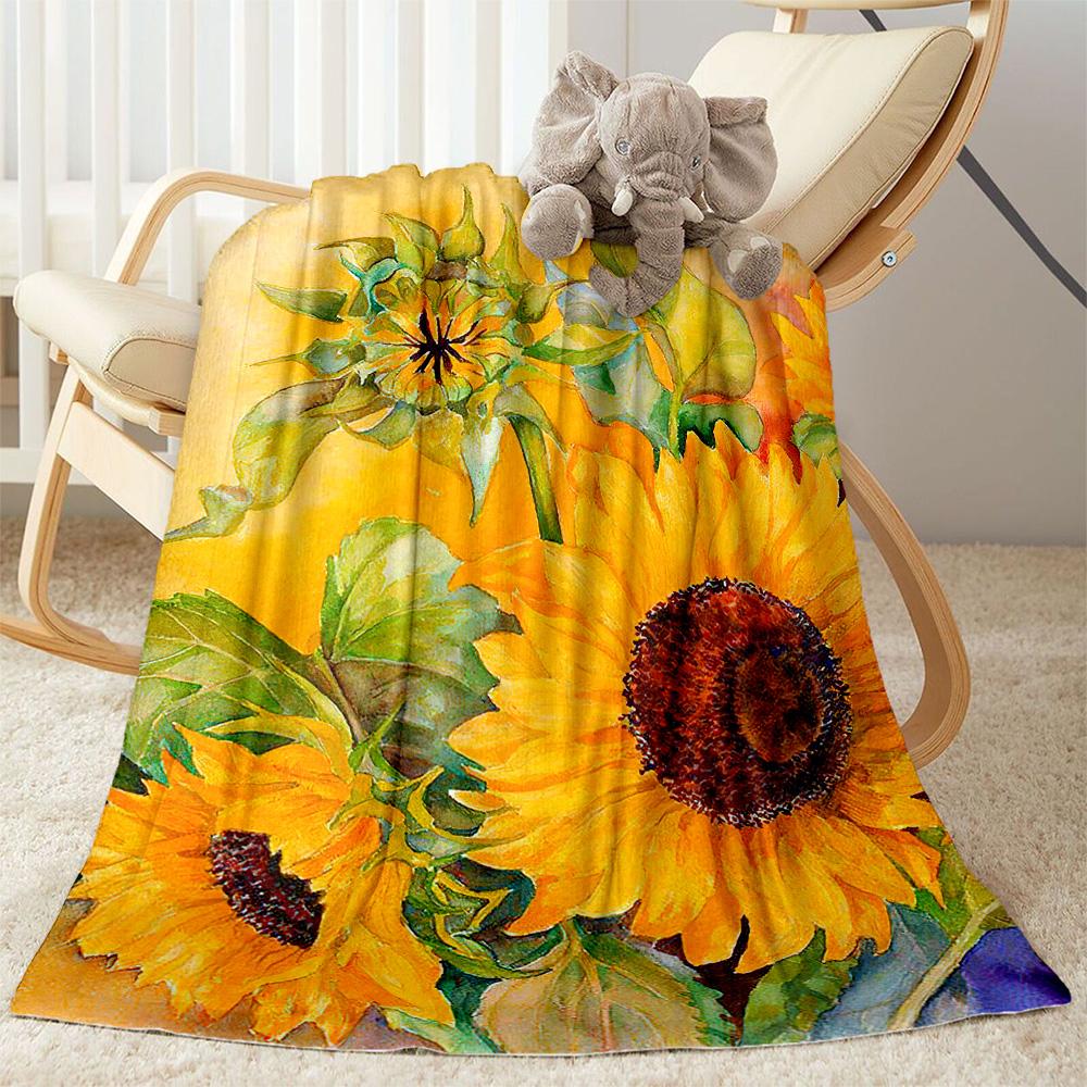1pc Sunflower Field Bloom blanket Soft and Warm for Sofa Office Camping Travel Livingroom Great Gift for Friends and Family Comfortable All Seasons