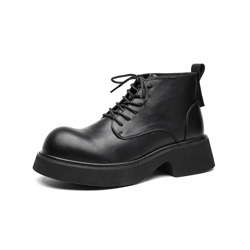 

Модные мужские туфли на высокой платформе Breathe Small Leather Shoes, новые модные тенденции, универсальные японские корейские деловые повседневные туфли, мужские туфли 41 чёрный