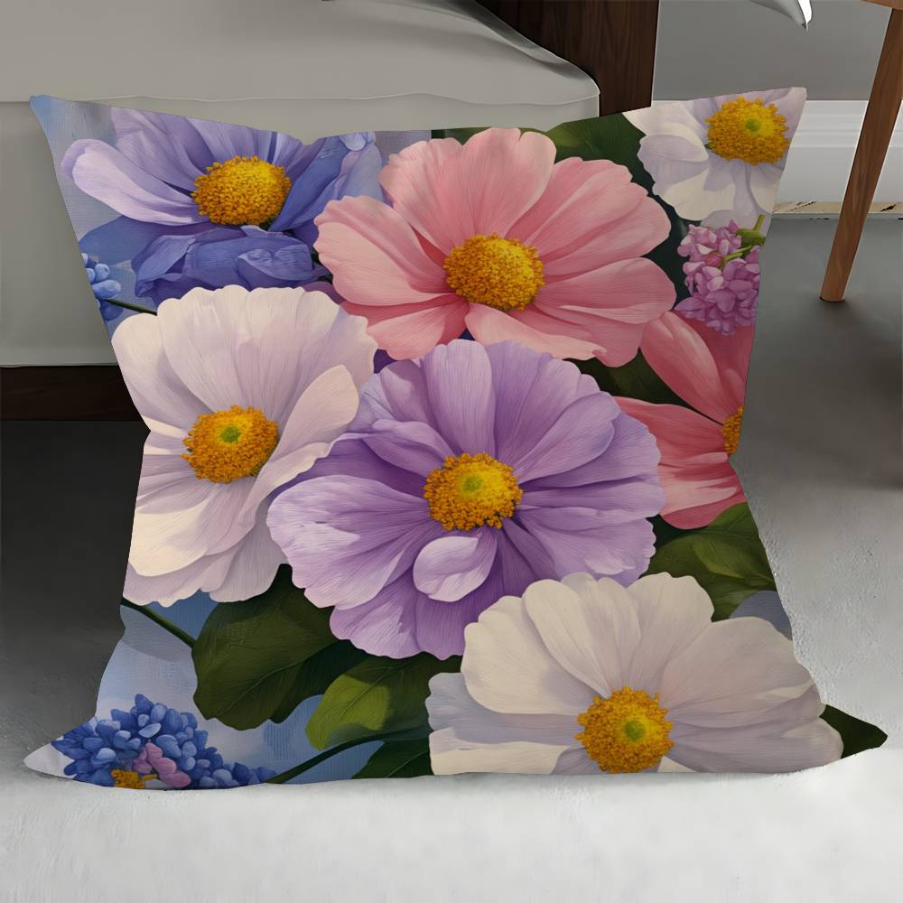 

Vibrant Flowers In The Oil Painting Style 45*45cm Cushion Cover Pillow Cover Decor Pillowcase Home Pillowcase For Couch Pillow 12x12Inch