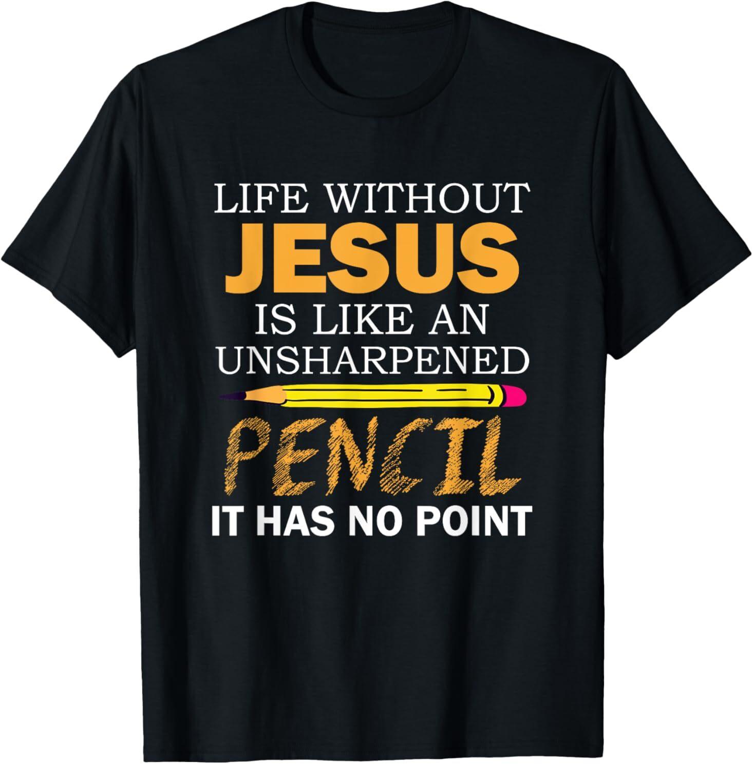 Life Without Jesus Funny Christian Religious Faith T-Shirt Mens Womens Tees Top 3XL