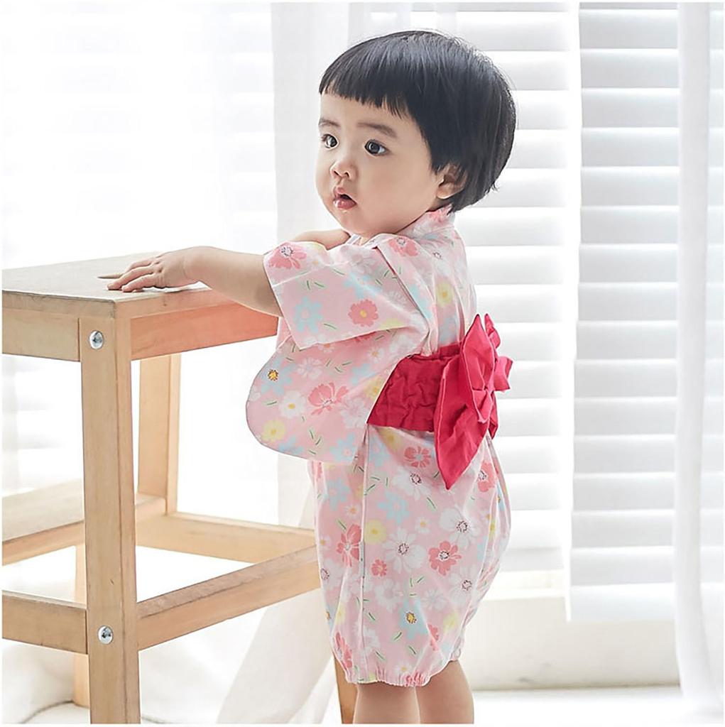 SEIWARAKU Baby Romper Japanese Yukata for Girls and Cute Baby Photo First First Shrine Obon Baby Shower Sizes 90 Size Coverall, Kimono, Jinbei, Boys,