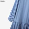 ZANZEA Women Casual Turn Down Collar Loose Long Sleeve Dress