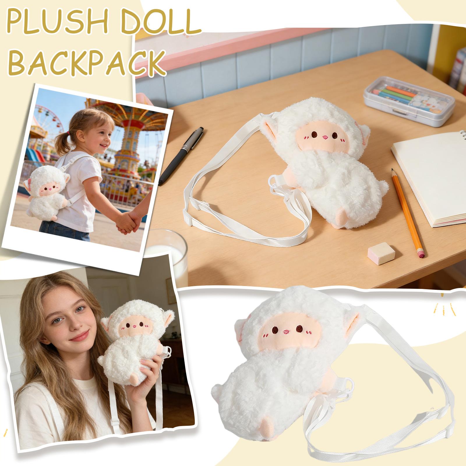 Crossbody Bag Cute Lamp Plush Sheep Bag Stuffed Animal Cartoon Purse Shoulder Bag One Size