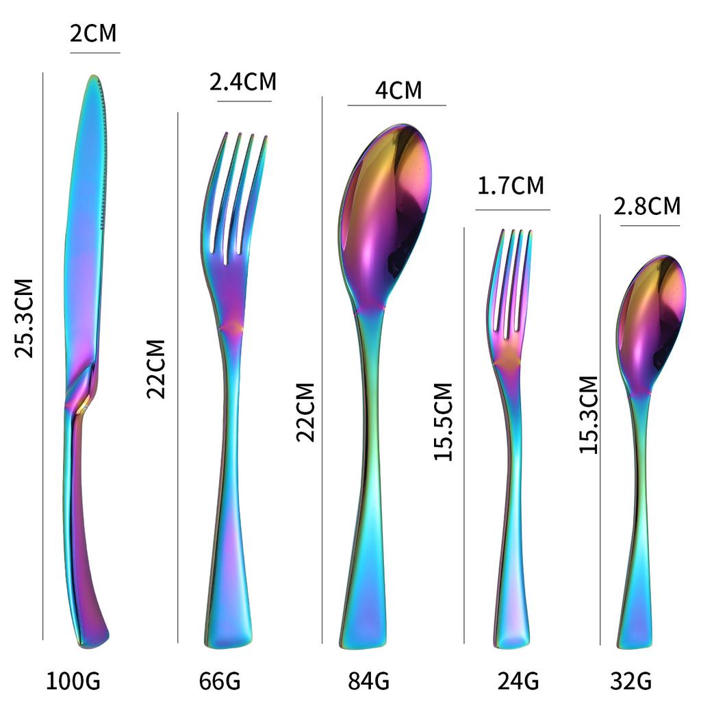 Stainless Steel Tableware Suit Ka Ya Steak Knife, Fork and Spoon Four-Piece Set 4-Person 6-Person Tableware
