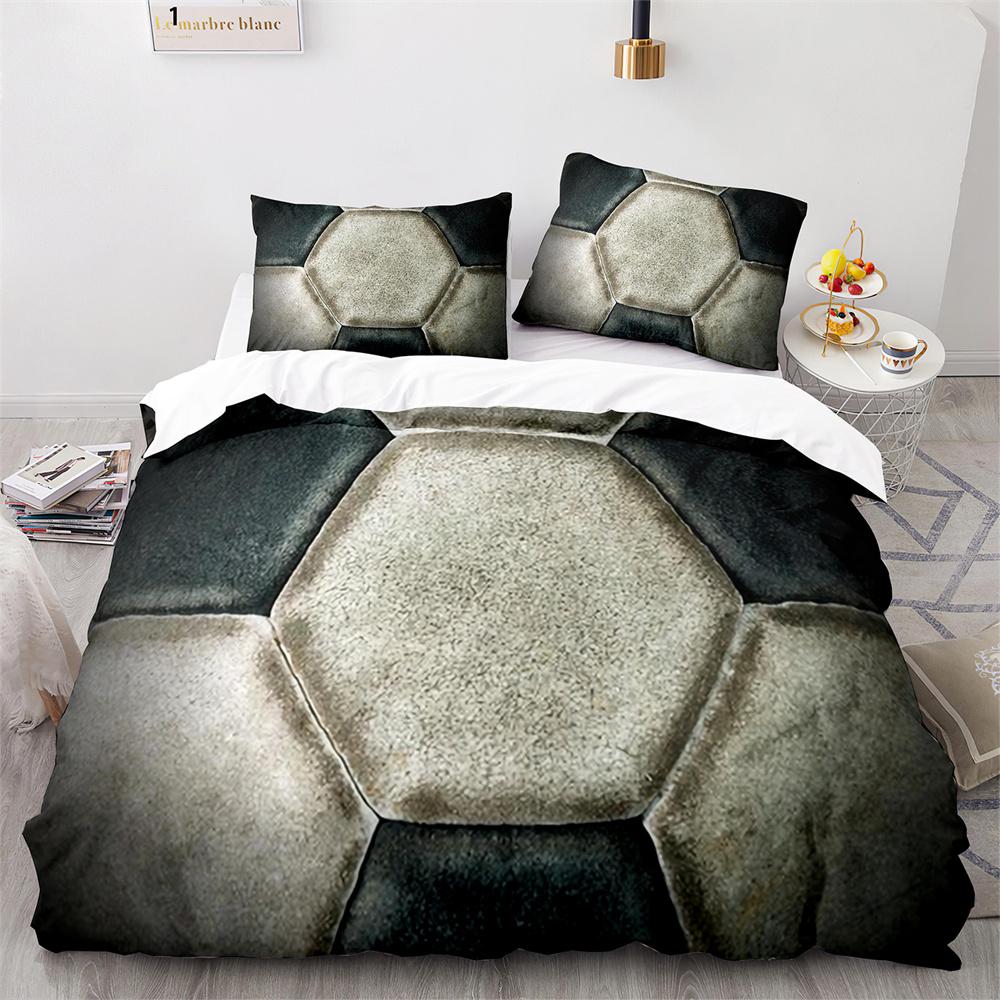 Soccer Duvet Cover Set Football Sport Galaxy Background Polyester Comforter Cover King Queen Twin Full Size For Kids Boys Girl