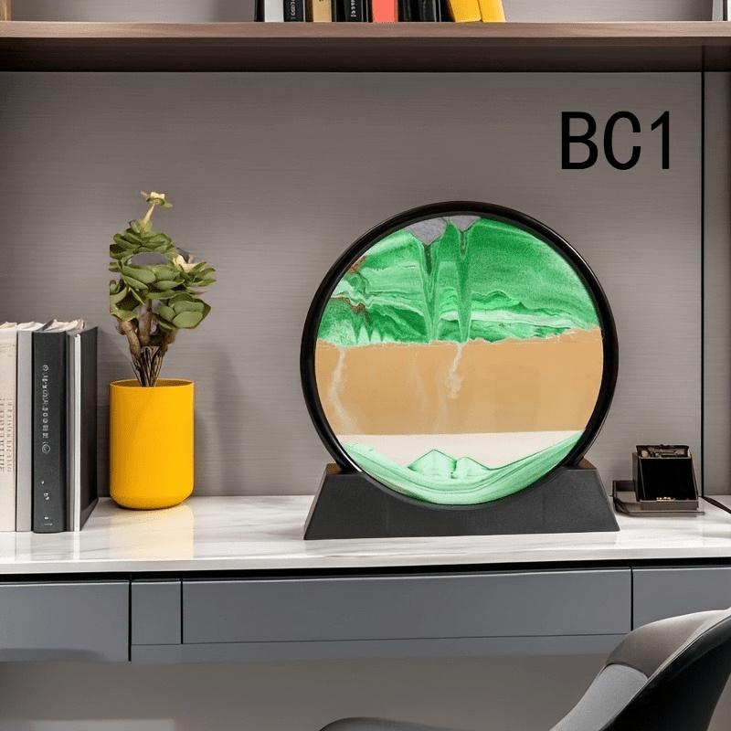 

12inch 3D Hourglass Quicksand Moving Sand Art Picture Round Glass Deep Sea Sandscape Craft Flowing Paint Home Office Work Decor зелений