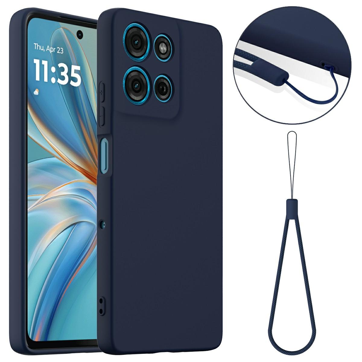 

Для Motorola Moto G75 5G Магнитный чехол Жидкий силиконовый чехол для телефона с ремешком A