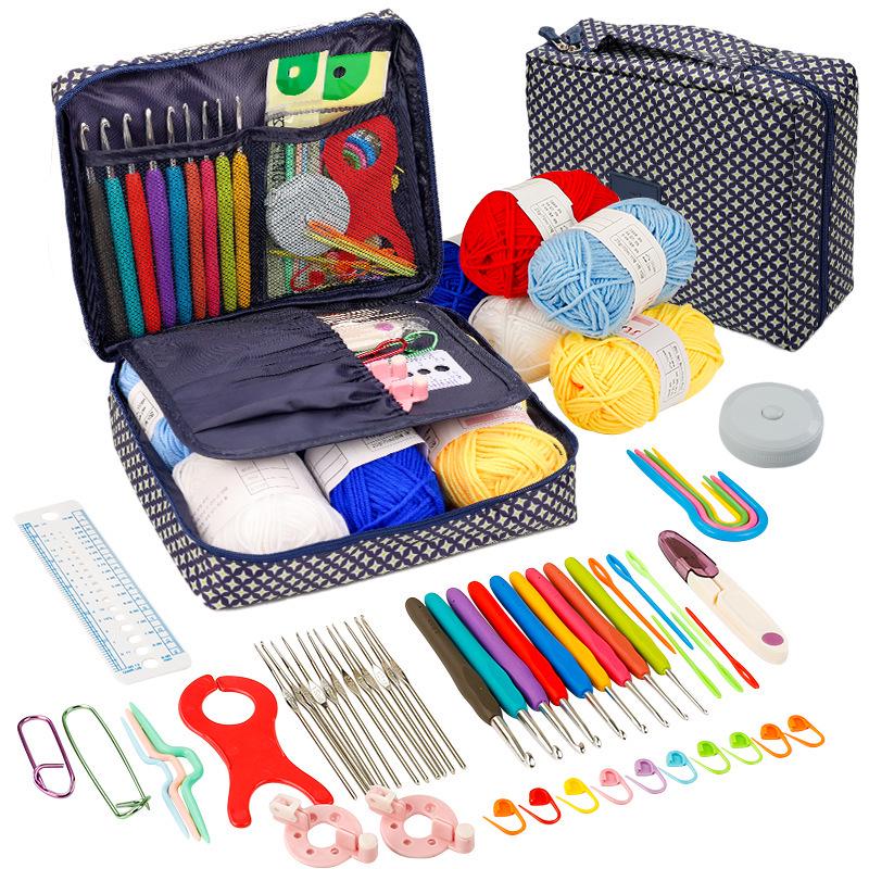 Beginner's 58-Piece Crochet Starter Kit - Complete Set with Portable Wool Knitting Tools