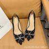 French High Heels Women's 2025 New Temperament Versatile Pointed Fairy Bow Satin Rhinestone Stiletto Shoes