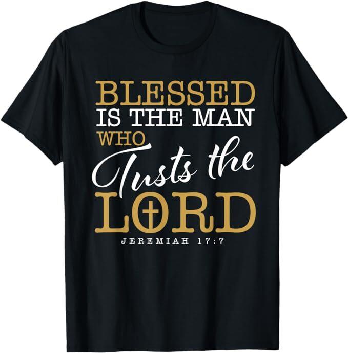 

Блажен человек, уповающий на Господа Иисуса. Христианская футболка, размеры S-5XL XL