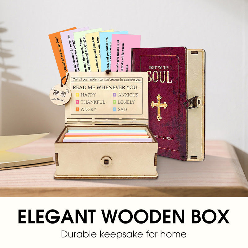 Wooden Bible Verses Box with 150 Prayer Cards Inspirational Scriptures Box Christian Bible Storage Case for Home Gathering Gift