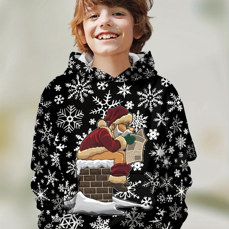 Kinderkleidung Jungen Hoodies Langarm 3D Weihnachtsprint Festliche Atmosphäre Mädchenkleidung Kinder Frühling Herbst Oberteile Jungen Kleidung