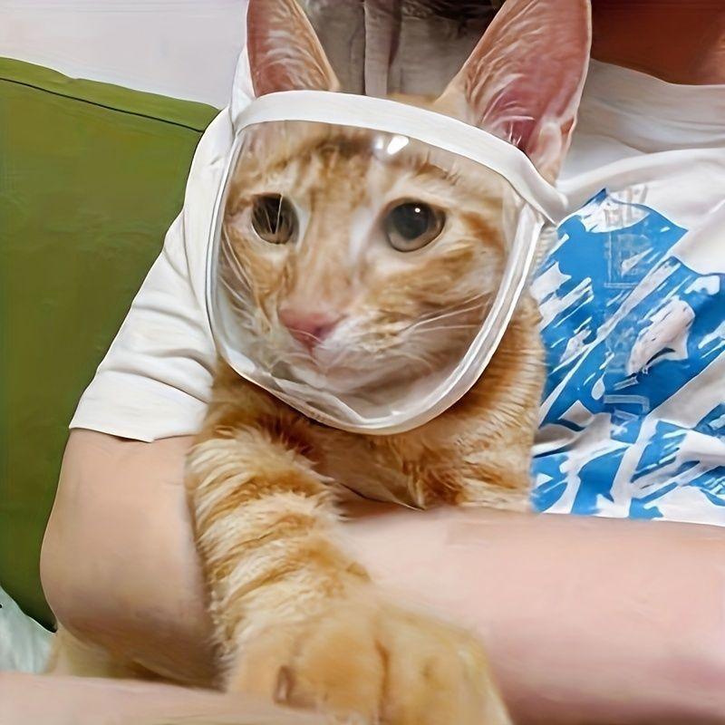Transparent Cat Face Mask, Pet Mask for Cleaning and Embellishment, Reverse Biting and Reverse Call Cat Breathable Mask