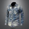 Lässige, florale Punk-Jeansjacke für Herren mit Retro-Patch