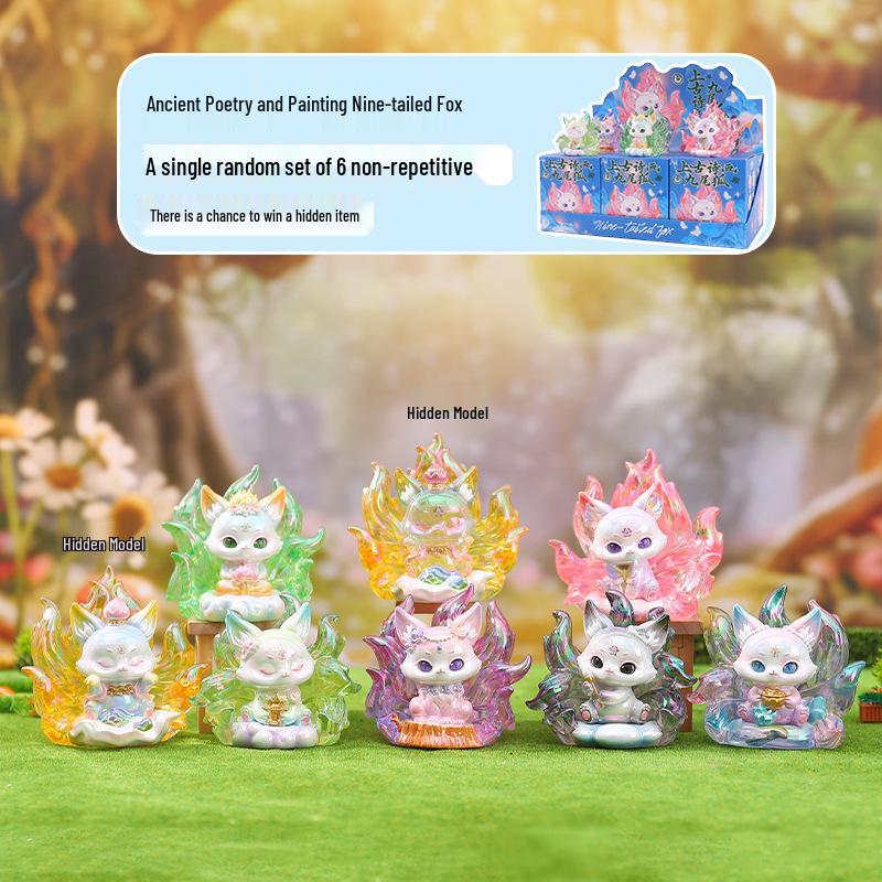 Nine-Tailed Fox Resin Blind Box: Chinese Style Desktop Ornament & Festival Gift