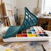 ABGR-Paint Tray With 3 Pcs Plastic Paint Palette Compartments Soft Lid Includes 20 Painting Pens For Watercolors, DIY Projects