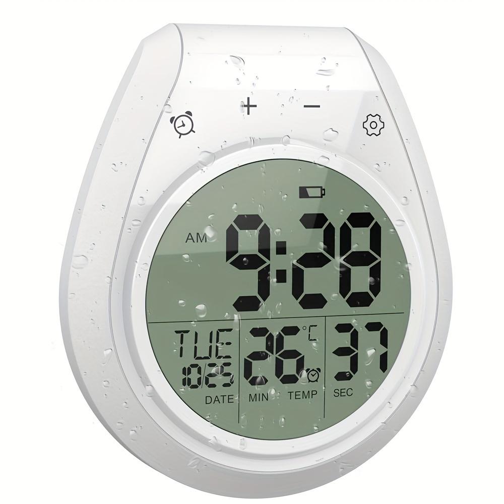 Digital Bathroom Clock with Large LCD Display, Shower Timer and Thermometer, Easy Install with Suction Cup Mount,Temperature Display In Celsius