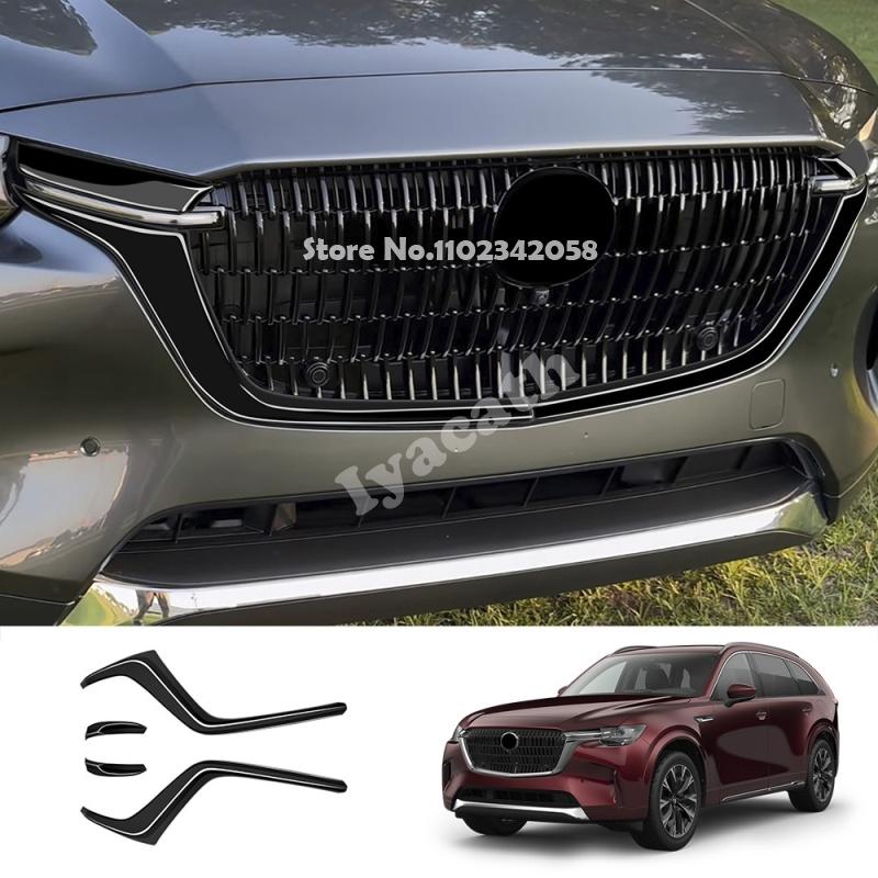 For mazda CX-60 CX60 CX-80 CX80 CX-90 CX90   2024 2025 ABS black Front Fog Lights Cover Head Headlights Lamp Stickers