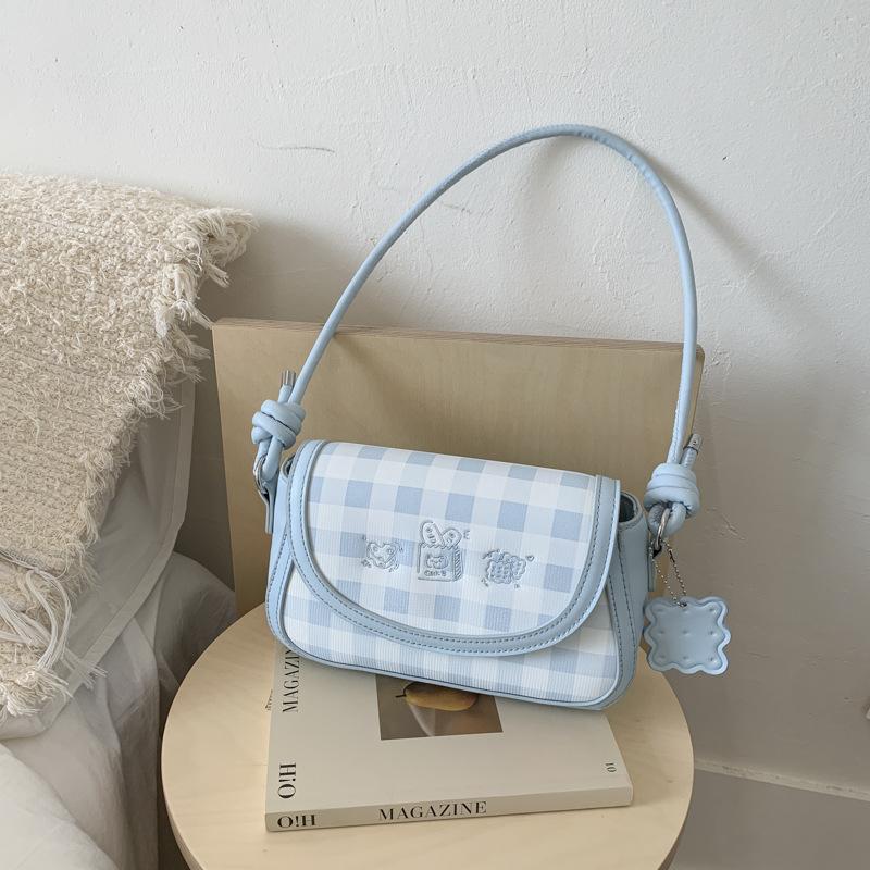 Plaid Bag Women's Summer New Fashion Niche Messenger Bag High-end Single Shoulder Armpit Bag