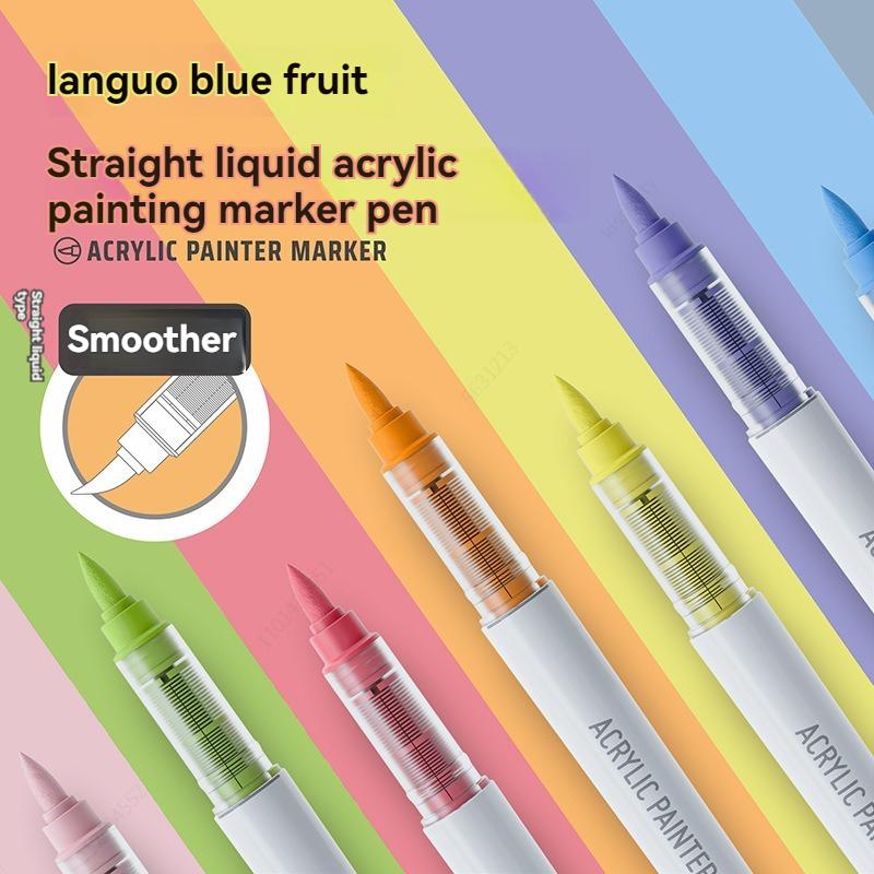 9Colors Straight Liquid Brush Acrylic Paint Pens Set Markers for Rock Painting Wood Canvas Stone DIY Crafts Making Art Supplies
