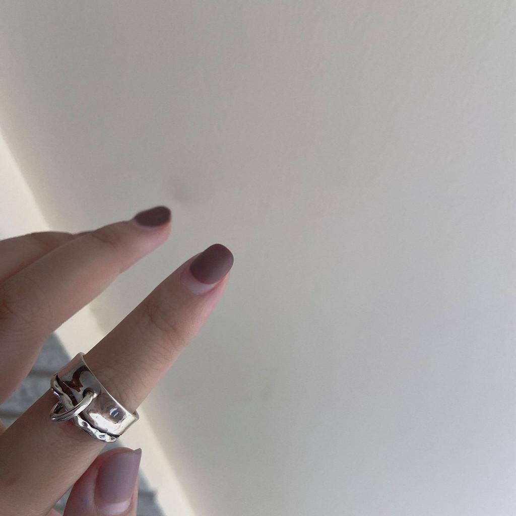 

Stunning 925 Silver Korean Geometric Double Layer Wide Band Ring For Women Fashion Accessory