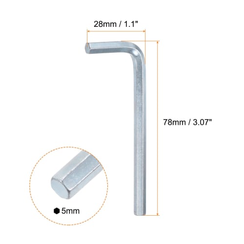 uxcell 5-Piece Hex Wrench Set, 5mm L-Shaped Alloy Steel Hex Keys, Short, Repair Tool for Tightening and Removing Screws, Assembly of Furniture, and Bi