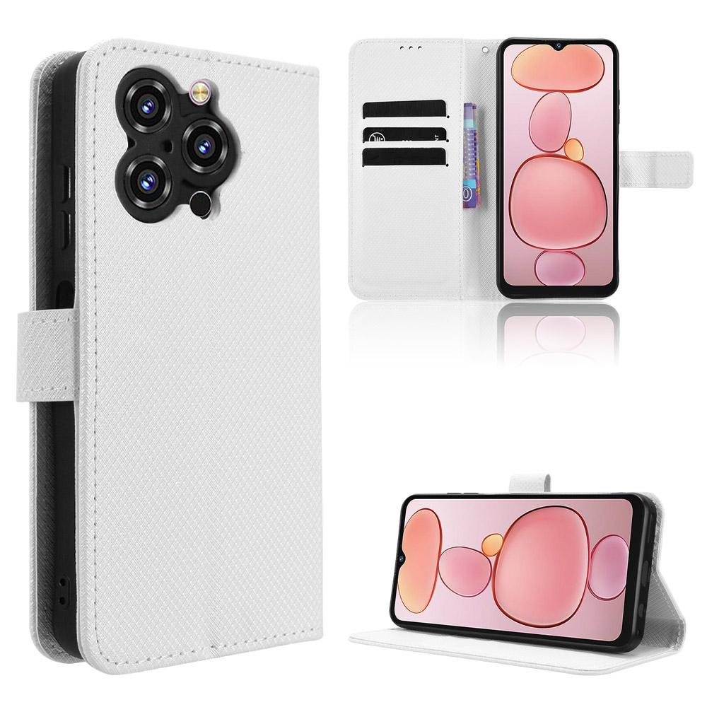 For Oukitel C3 Leather Wallet Case with Strap Diamond Texture Phone Cover