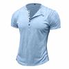 Summer Men’s Casual Tops: Classic Men’s Henley-style Short-sleeved T-shirt with A Stand-up Collar