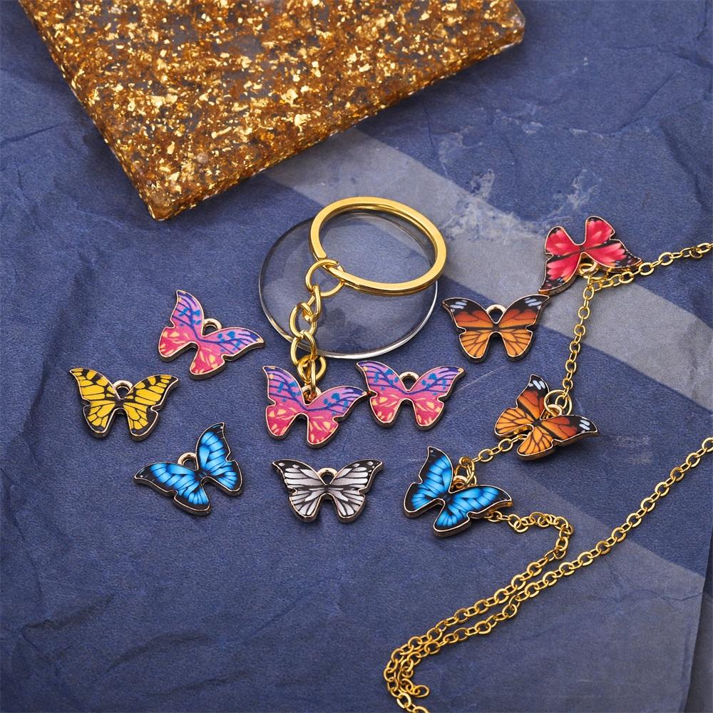10pcs/lot Enamel Metal Colorful Butterfly Charms Pendant for DIY Necklace Bracelet Key Chain Jewelry Findings Making Accessories