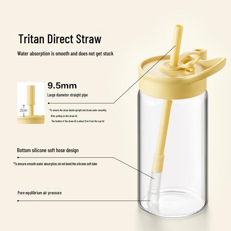 Buydeem Portable Straw Glass Bottle 550ml