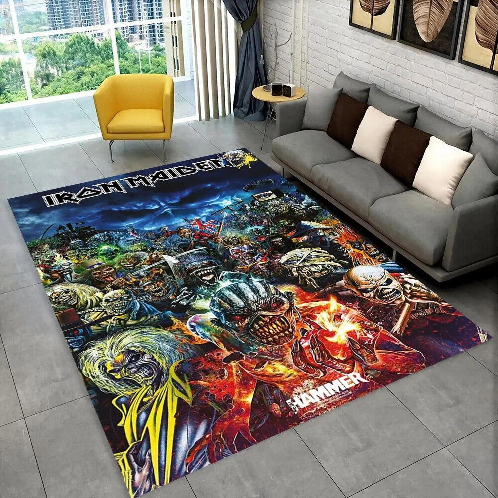 3D I-Iron-M-Maidens Metal Musik Teppich Teppich für Wohnzimmer Schlafzimmer Dekor, Kinder Spiel Rutschfest Dekoration für Sofa Fußmatte Geschenk
