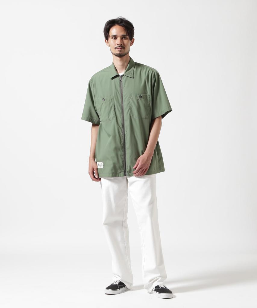 AVIREX ZIP UP WORK SHIRT 25(WEB&DEPOT Exclusive) Short Sleeve Shirt Men's M Olive 783-5123022