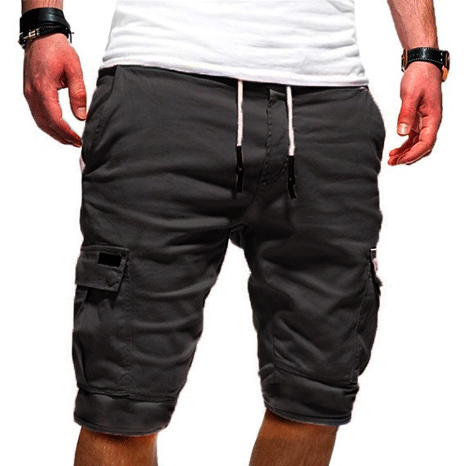 

Мужские летние повседневные на открытом воздухе повседневные комбинезоны с карманами в стиле пэчворк Спортивные шорты Брюки M темно-серого