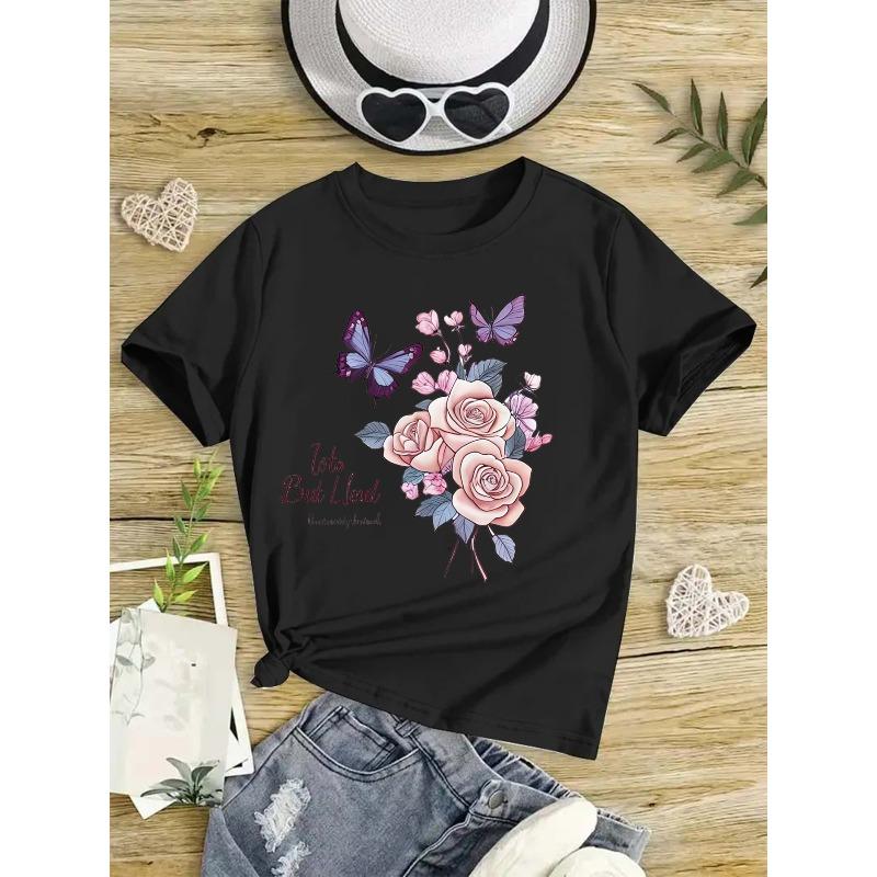 Europejskie rozmiary Dziewczęcy T-shirt z nadrukiem