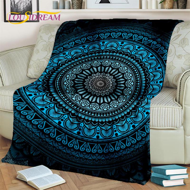 3D Mandala Bohemia Geometric Flower Blanket,Soft Throw Blanket for Home Bedroom Bed Sofa Picnic Office Hiking Leisure Nap Cover