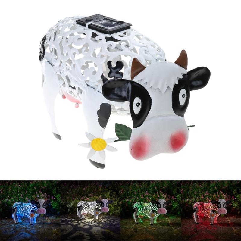 Gartendekoration Kuhstatue Außen Goldene Kuh Welpenstatue mit Solar-Außenfigur Licht für Garten Terrasse
