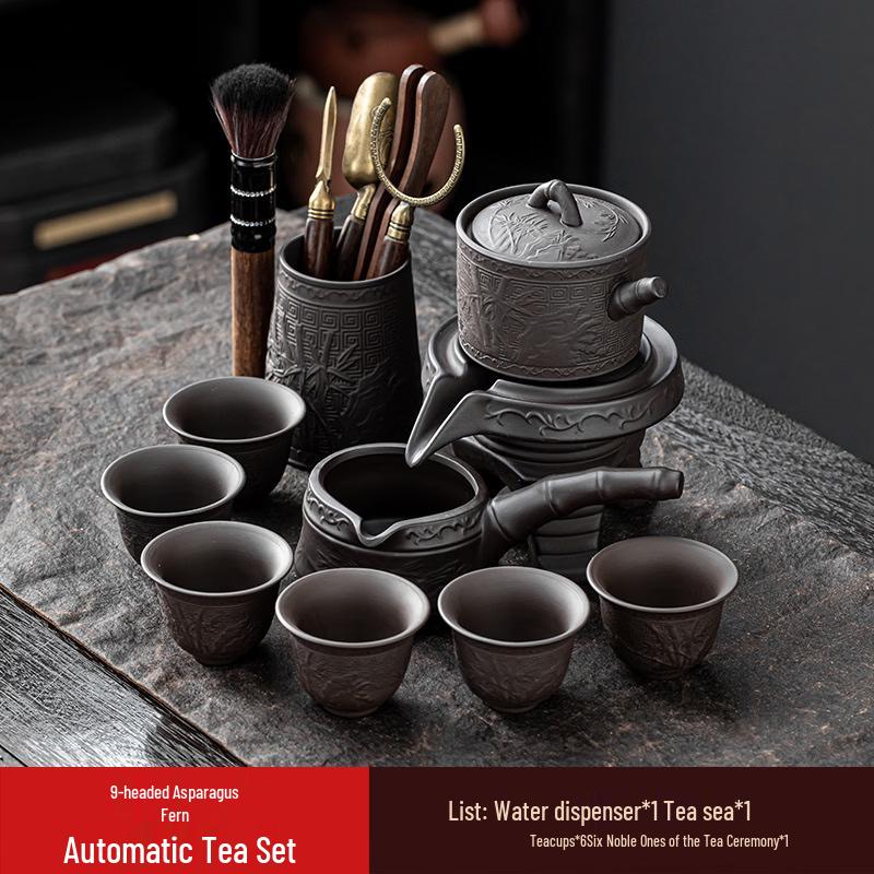 Chaxun 9-Piece Purple Clay Bamboo Tea Set