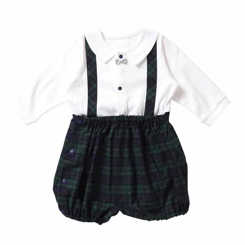 de Traditional Style Romper Baby Suit Formal Pants for Boys and Girls Babies Tartan Check Pattern Long Sleeve Shirt Toddler Party 13603 13605 [Cream