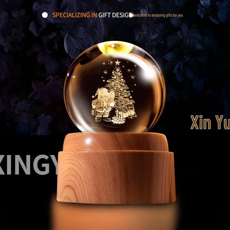 Creative Rotating Crystal Ball Night Light: Decorative Craft for Bedroom Atmosphere and Festive Gift.