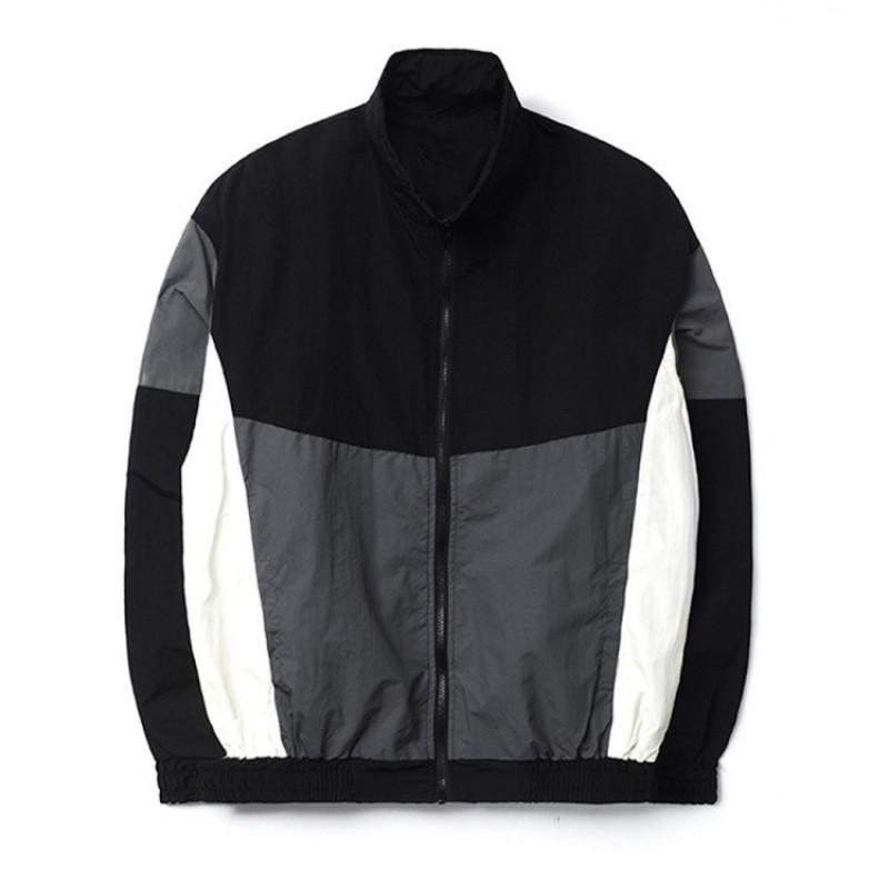 2026 Color Block Stand Collar Mens Sport Casual Jacket Fashion Outerwear